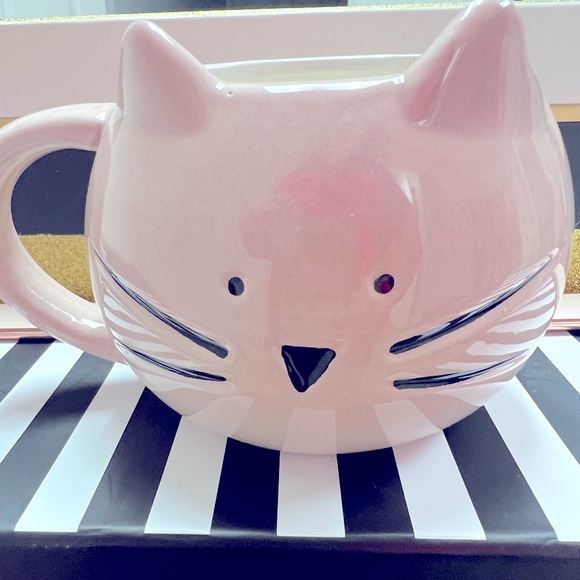 Williams Sonoma Other - Cat mug coffee tea mug, pastel pink ceramic cup with cat ears, dishwasher safe